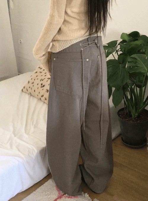 【彎刀神褲】Corset Belt Cotton Pants