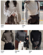 Korean-style MADE! Soft, fitted, brushed fleece turtleneck tee
