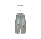 【OOTJ】Damaged Washing Wide Denim 