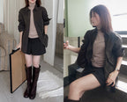 Korean-style MADE! Soft, fitted, brushed fleece turtleneck tee