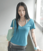 Halter Layered V-Neck Tee