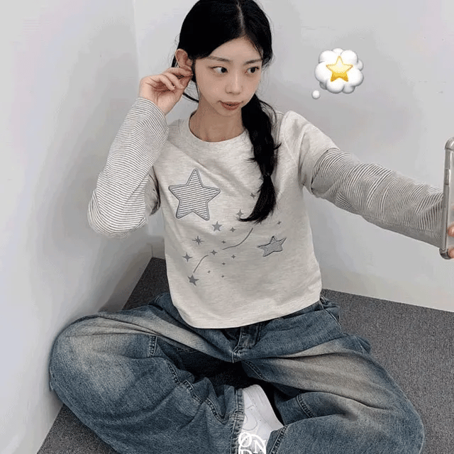 【層疊穿搭】Layered Star Patch Tee