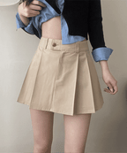Y2K High-Waisted Single-Button Mini Skirt