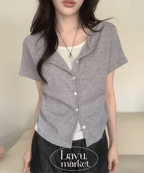 【短袖/長袖】Layered Cardi Set
