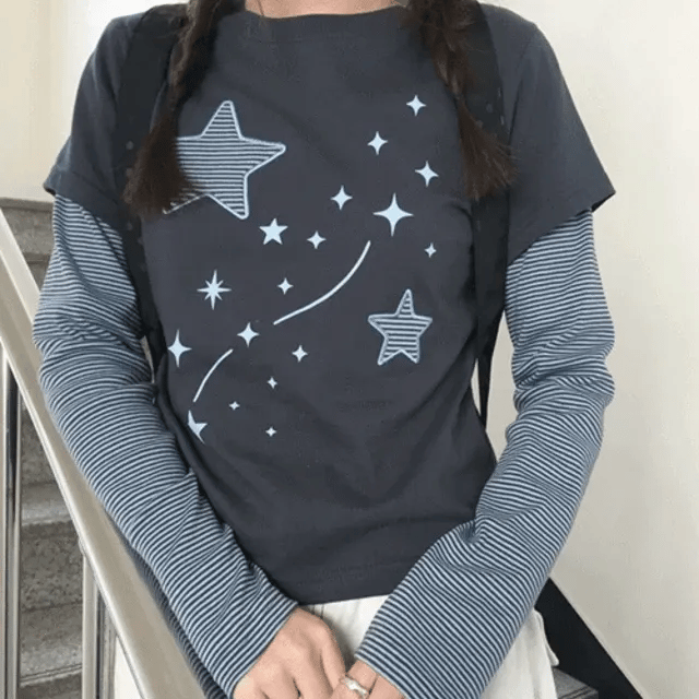 【層疊穿搭】Layered Star Patch Tee