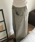 Heart Stud Wide Jeans