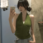 【夏日背心】Slip-on Halter Mesh Top