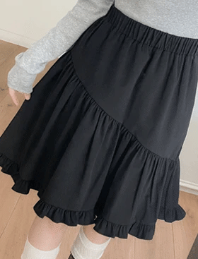 【🖤百搭日常】Frill Midi Skirt