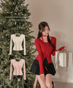 【🐰Christmas &amp; New Year Pick】Choker Neck Slim Cardigan 