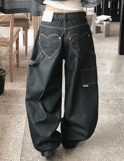 【🩶Heart Pocket Jeans】 
