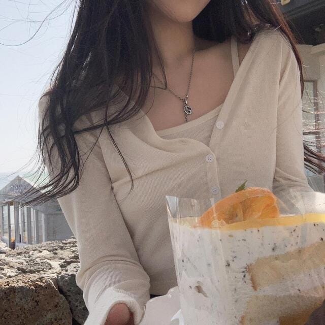 Refreshing vest and cardigan two-piece set