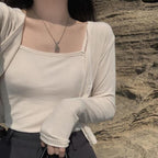 Refreshing vest and cardigan two-piece set