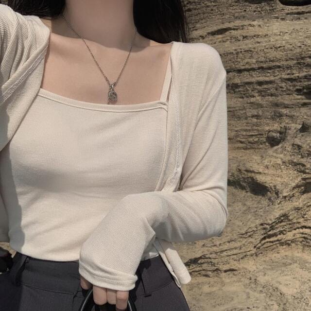 Refreshing vest and cardigan two-piece set