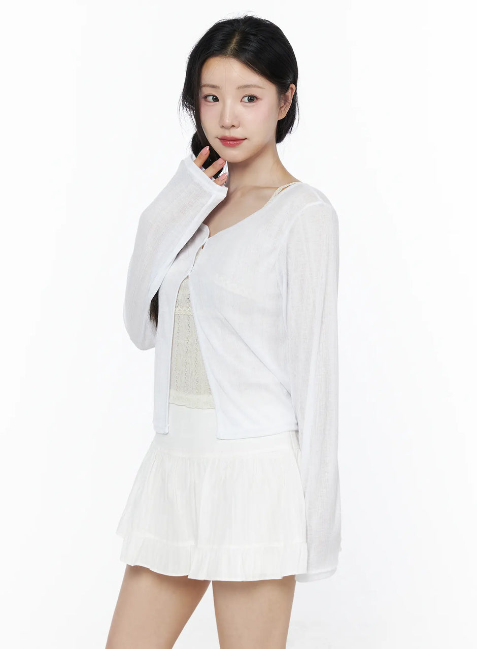 【溫柔透膚】Flower Button Cardigan