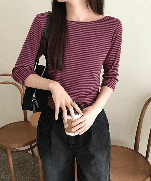 【顯瘦七分袖】Boat Neck Slim Tee