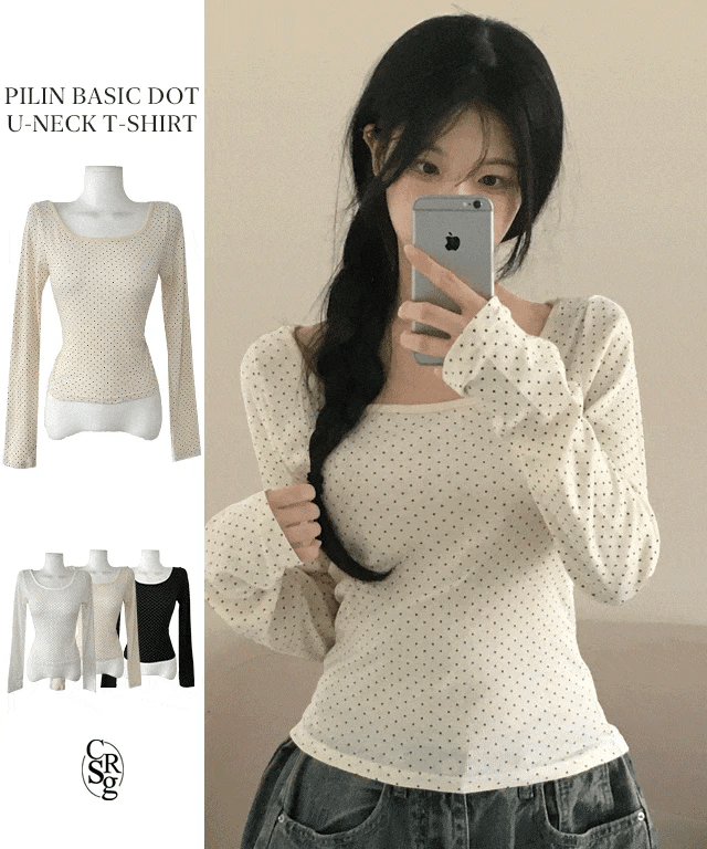 【🤍Korean Style Polka Dot Tee】 