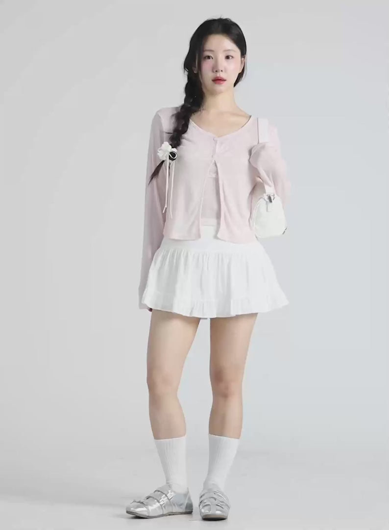 【溫柔透膚】Flower Button Cardigan