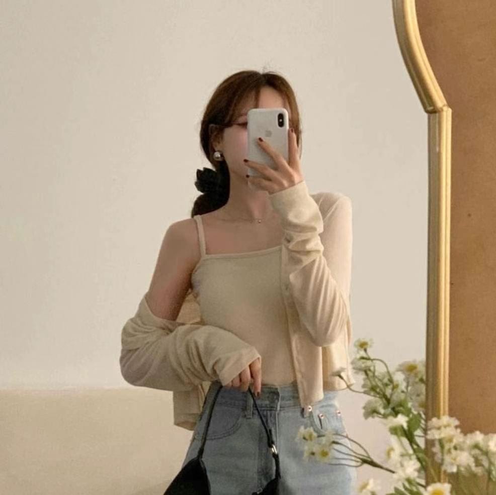 Refreshing vest and cardigan two-piece set