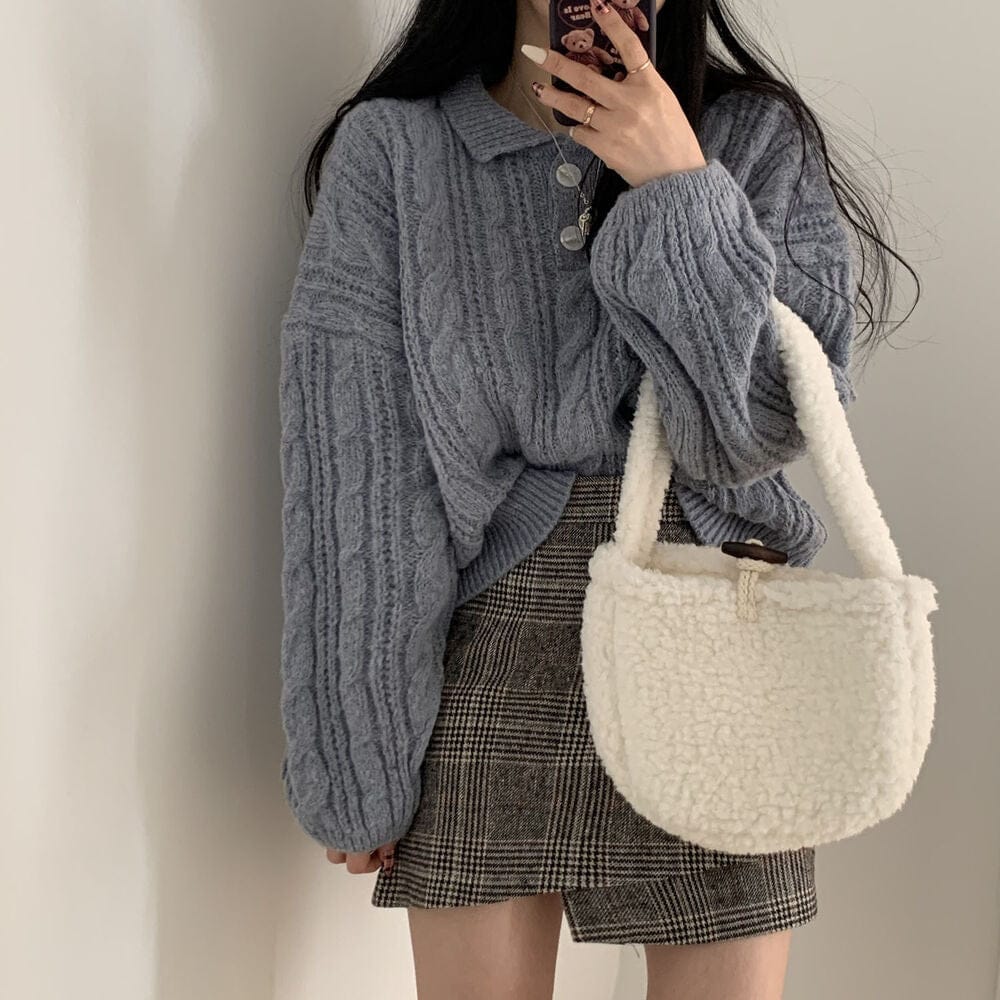 【🍷Christmas &amp; New Year PICK】Double-button collar cable knit top