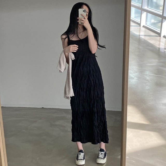 Ruffled camisole maxi dress