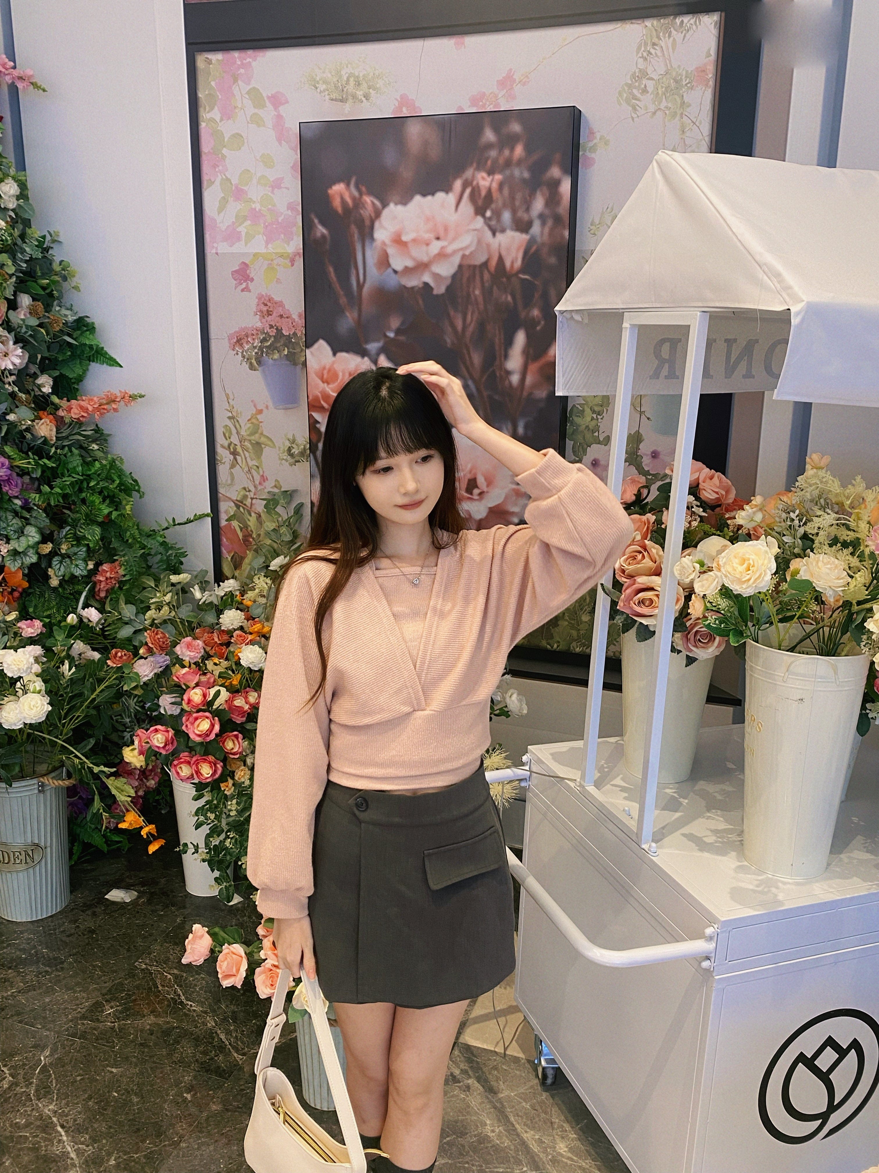 Subtle Off-Shoulder Long-Sleeve Set