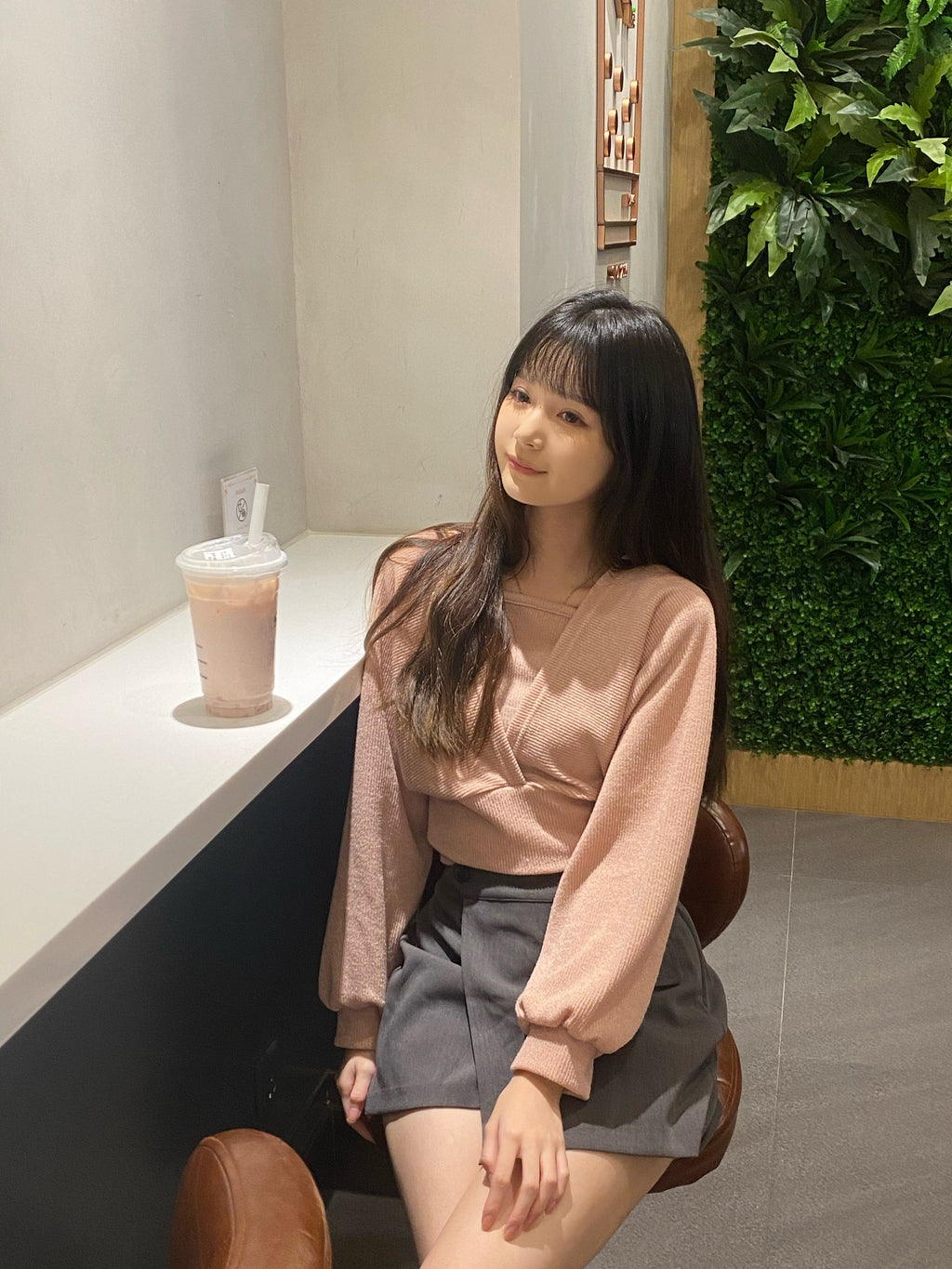 Subtle Off-Shoulder Long-Sleeve Set