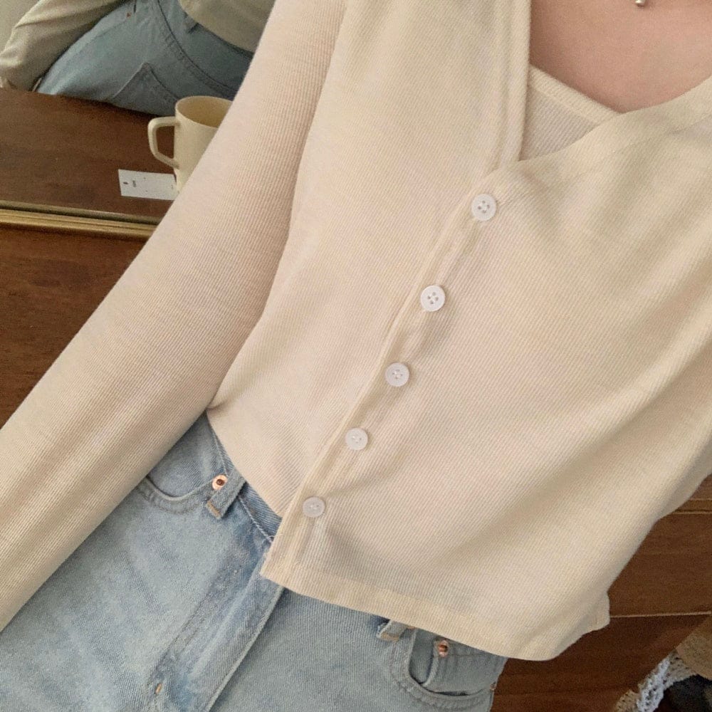 Refreshing vest and cardigan two-piece set