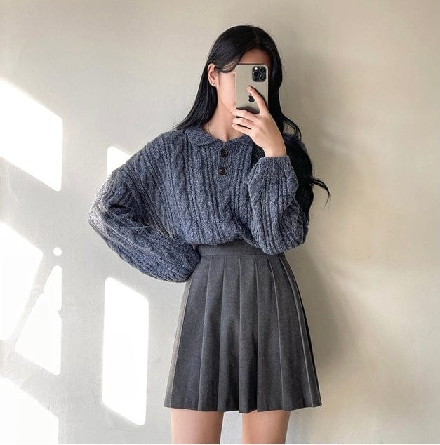 【🍷Christmas &amp; New Year PICK】Double-button collar cable knit top