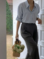 Straight-leg dress pants with a good drape, size 2.0 (can be shortened). 