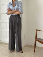 Straight-leg dress pants with a good drape, size 2.0 (can be shortened). 