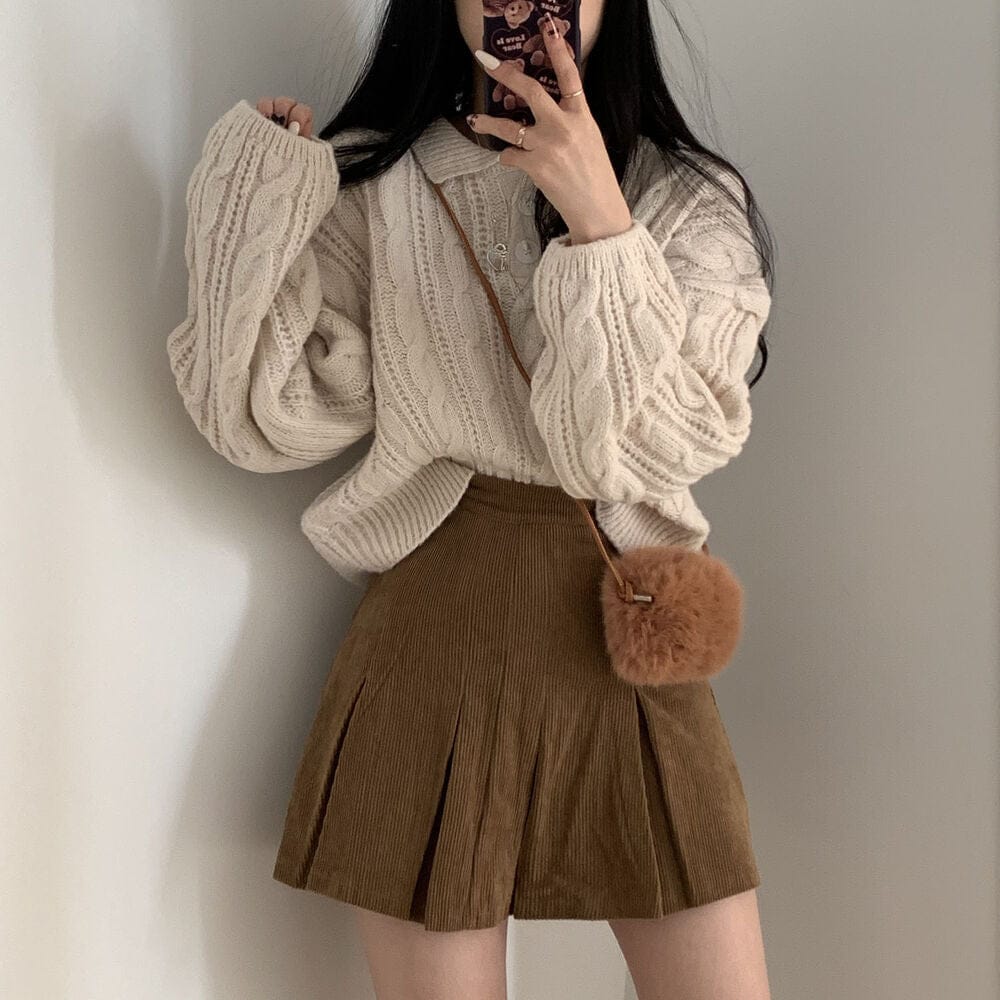 【🍷Christmas &amp; New Year PICK】Double-button collar cable knit top