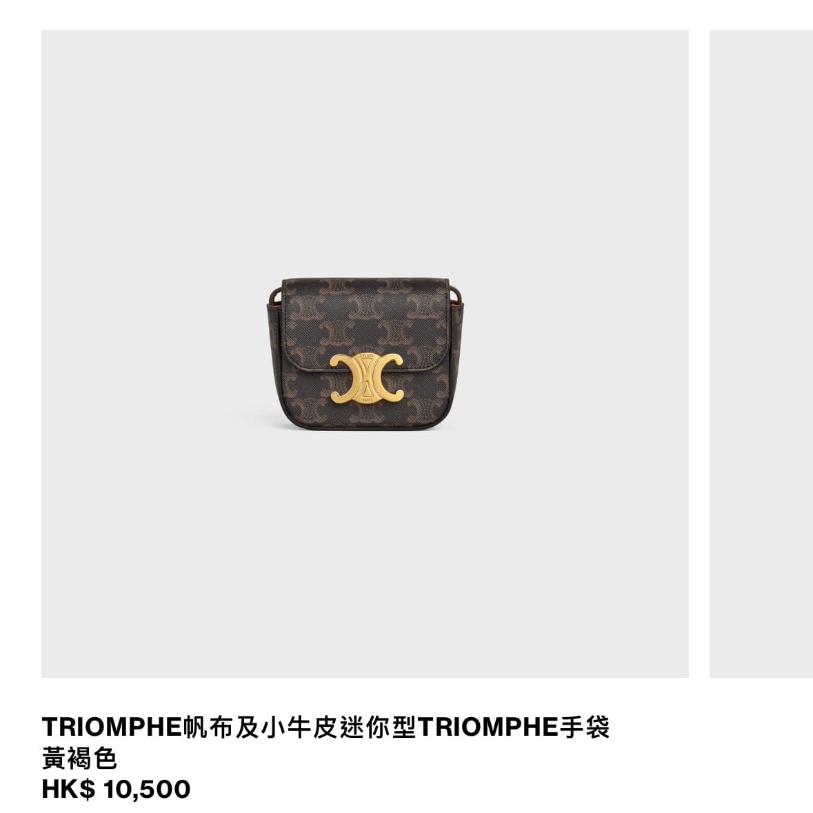(In Stock) CELINE TRIOMPHE Mini Triomphe Handbag in Canvas and Calfskin
