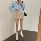 Y2K High-Waisted Single-Button Mini Skirt