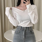 Off-the-shoulder long-sleeved top