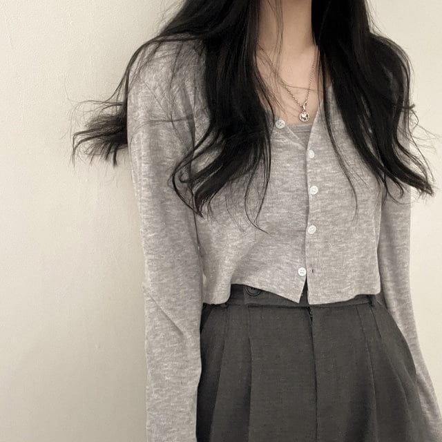 Refreshing vest and cardigan two-piece set