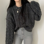 【🍷Christmas &amp; New Year PICK】Double-button collar cable knit top