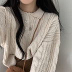 【🍷Christmas &amp; New Year PICK】Double-button collar cable knit top