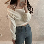 Subtle Off-Shoulder Long-Sleeve Set
