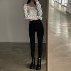 Off-the-shoulder long-sleeved top