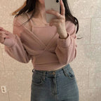 Subtle Off-Shoulder Long-Sleeve Set