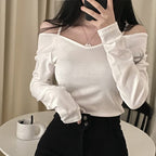 Off-the-shoulder long-sleeved top