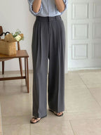 Straight-leg dress pants with a good drape, size 2.0 (can be shortened). 
