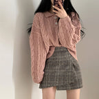 【🍷Christmas &amp; New Year PICK】Double-button collar cable knit top