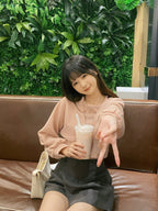 Subtle Off-Shoulder Long-Sleeve Set