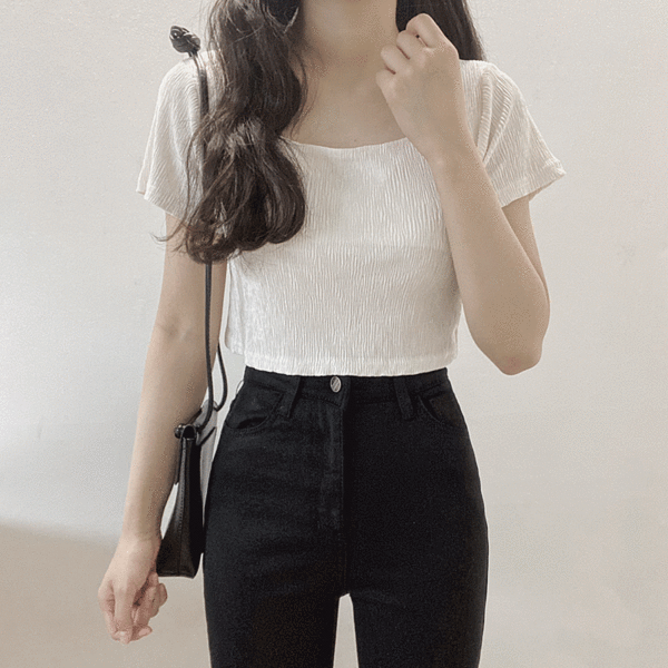 New gray-blue color! Wrinkle Crop Top 