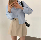 Y2K High-Waisted Single-Button Mini Skirt