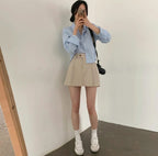 Y2K High-Waisted Single-Button Mini Skirt