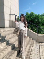 Straight-leg dress pants with a good drape, size 2.0 (can be shortened). 