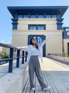 Straight-leg dress pants with a good drape, size 2.0 (can be shortened). 