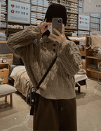 【🍷Christmas &amp; New Year PICK】Double-button collar cable knit top